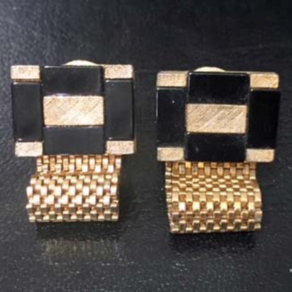 Goldtone Wrap Around Cufflinks by with Onyx Stones